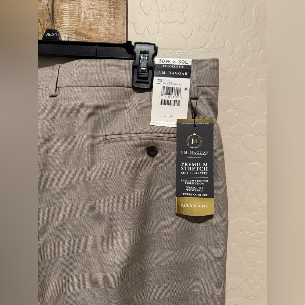 Haggar Premium Stretch Tailored Fit Pants - Light Brown - Picture 7 of 10